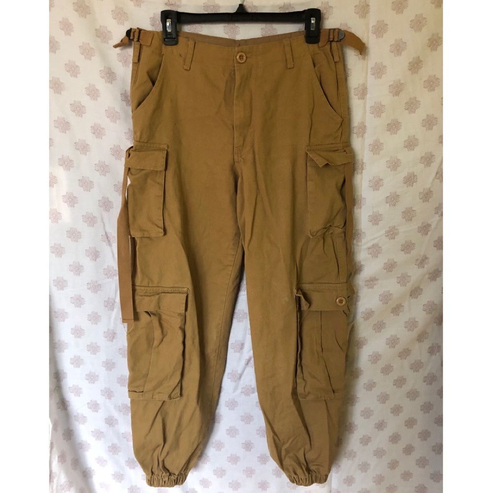 Tan utility style cargo joggers